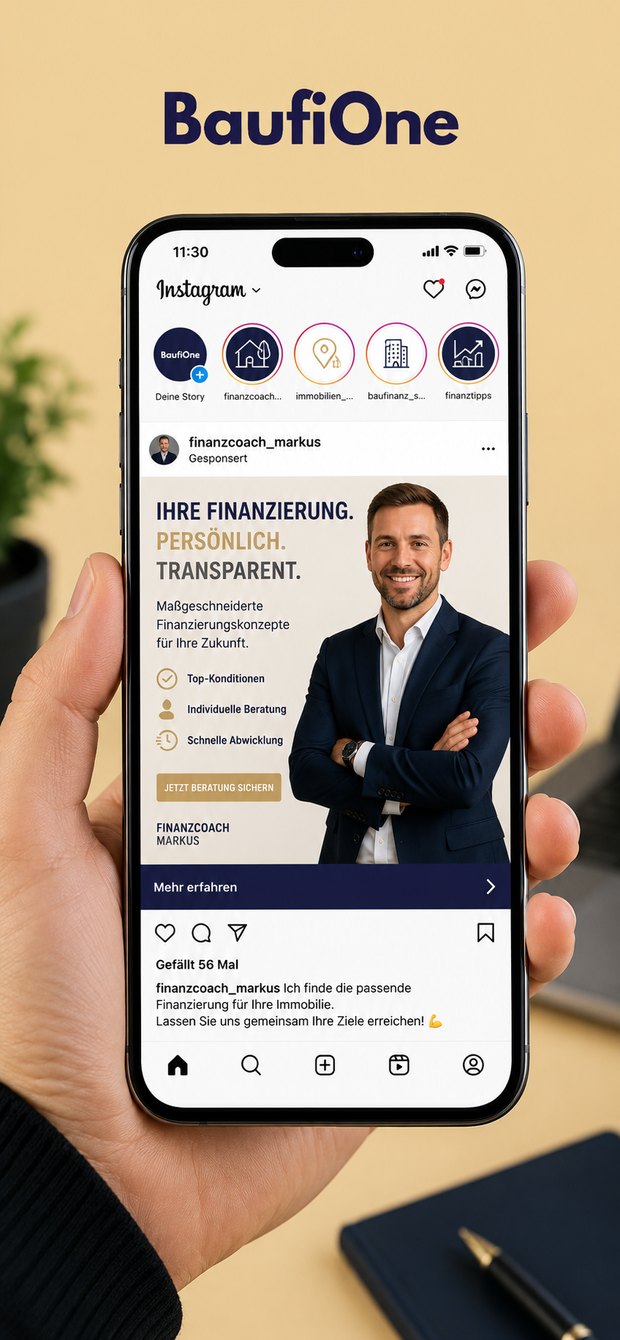 Beispiel einer Instagram-Kampagne f&uuml;r einen Baufinanzierungsvermittler